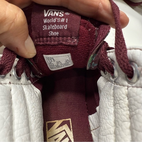 Vans Kids Floral High-Top Shoes - Burgundy and White - Picture 9 of 13